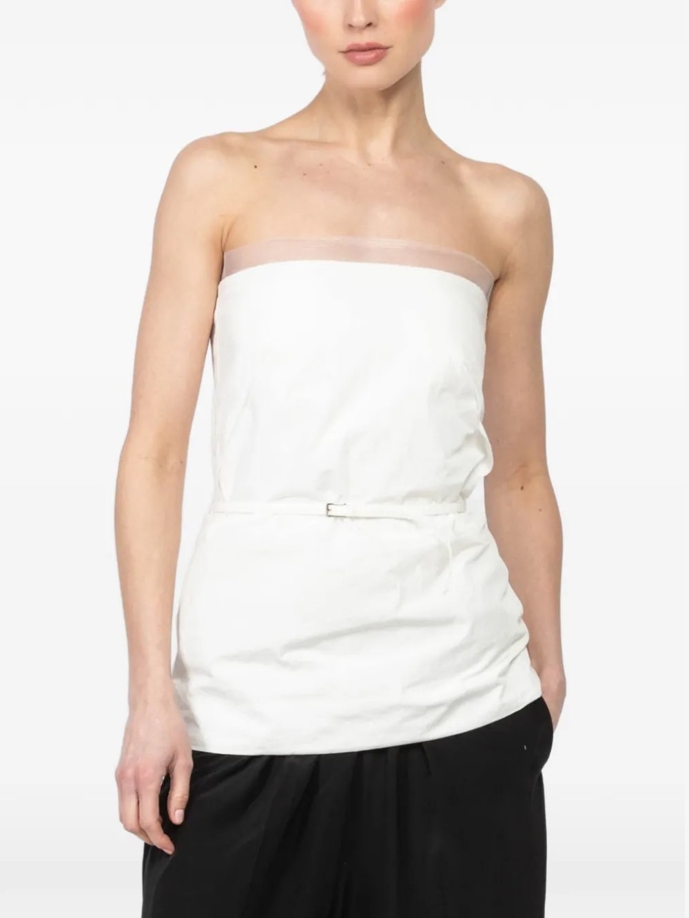 Gia Studios Belted Bandeau Top Blouse White Size 38 US Medium